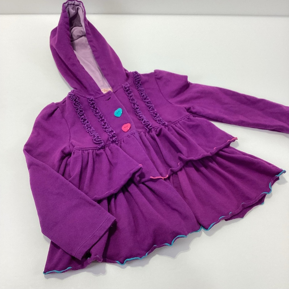 Kids Headquarters Brand Purple Hooded Ruffle Jacket Size 5 Kids